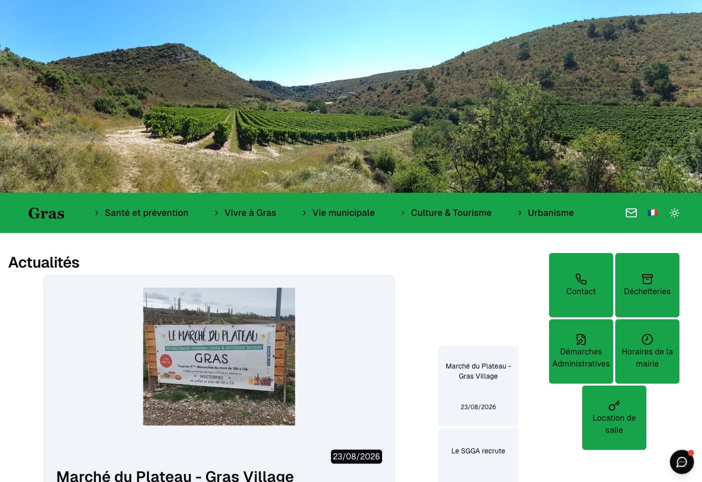 Page d'accueil du site de la commune de Gras